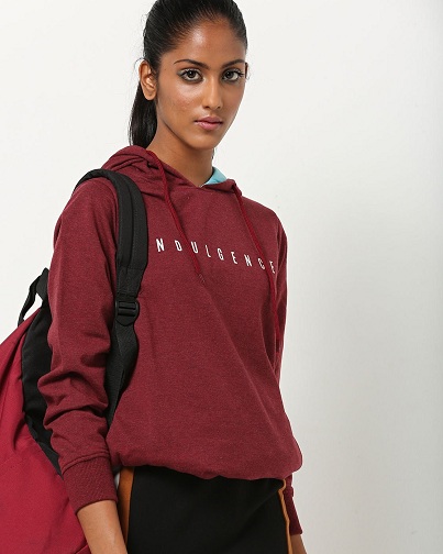 Bordo Uzun Kapüşonlu Sweatshirt