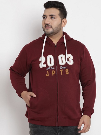 Bordo Büyük Beden Kapüşonlu Sweatshirt