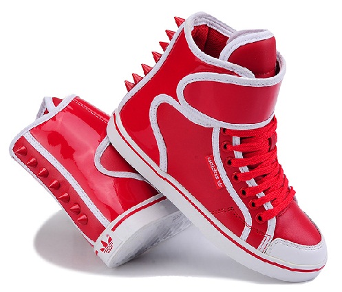 Kırmızı beyaz Adidas perçin yüksek ayakkabı