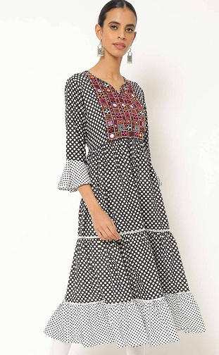 Išgalvota juoda polka Dot Kurta