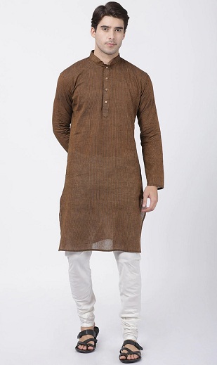 Churidhar ile düz Khadi Kurta