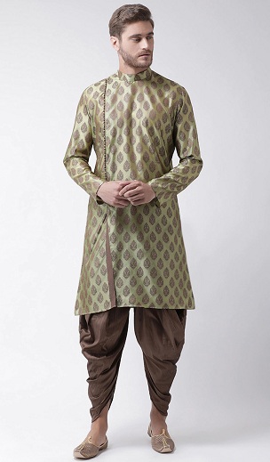 Yan Yarıklı Erkekler için Dhoti Kurta