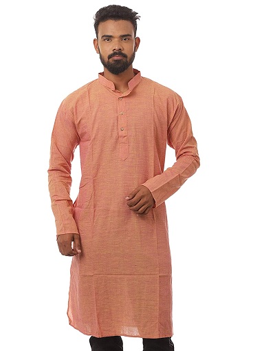 Erkekler İçin Turuncu Pamuklu Kurta