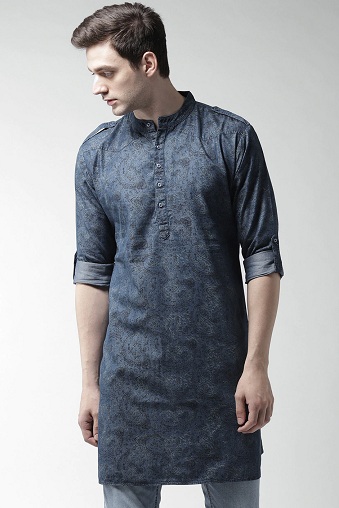 Çin Yakalı Denim Kurta