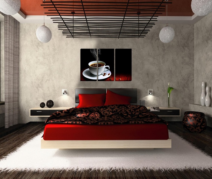 Duvara Monte Yüzer Yatak Odası İç Tasarımı