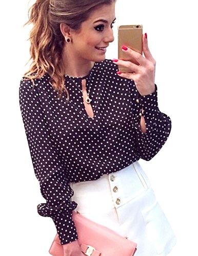 „Polka Dot“ moteriški laisvalaikio marškinėliai