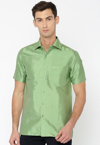 Žalieji vyriški laisvalaikio šilko marškinėliai