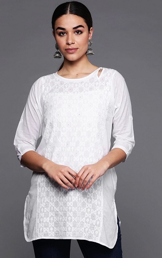 Chikankari Düz Tunik