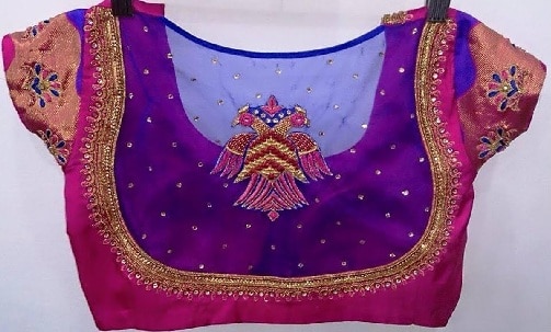 Šilko sarees tinklinės palaidinės dizainas