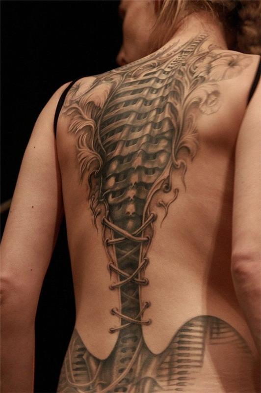 Τρισδιάστατο τατουάζ πίσω σπονδυλική στήλη
