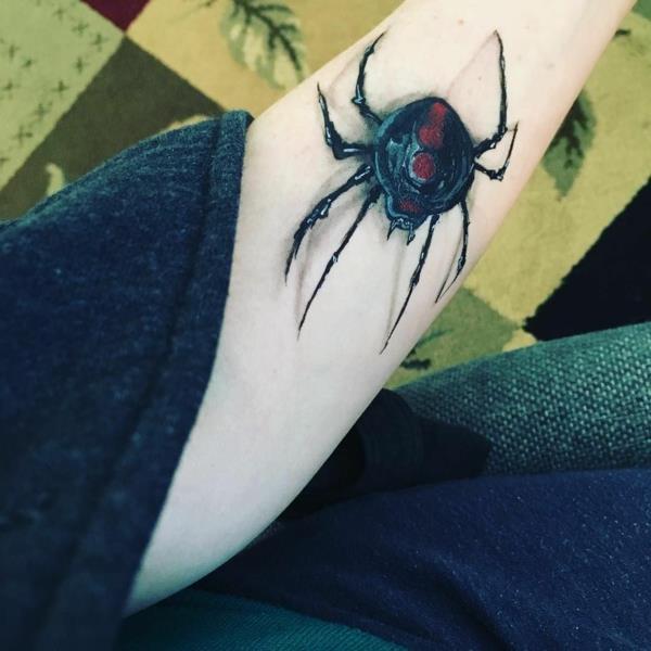 Τρισδιάστατη τατουάζ πολύχρωμη αράχνη τατουάζ