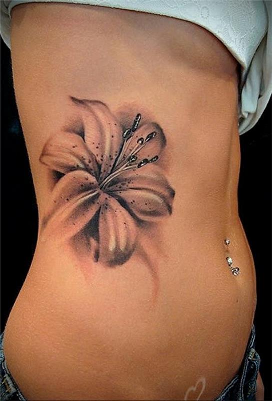 Τρισδιάστατα τατουάζ lilium γυναικείες πλευρές