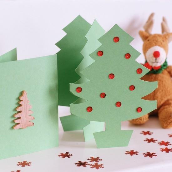 3D χριστουγεννιάτικες κάρτες Tinker με παιδικό χριστουγεννιάτικο δέντρο