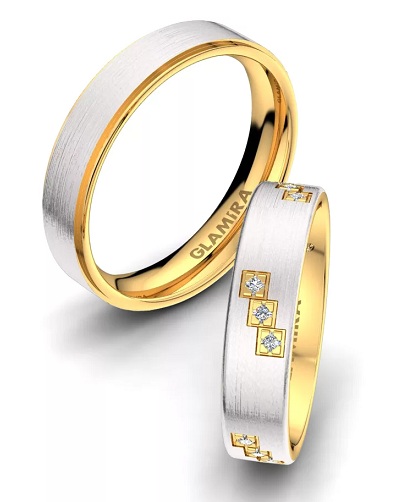 Balto ir geltono aukso poros vestuviniai žiedai