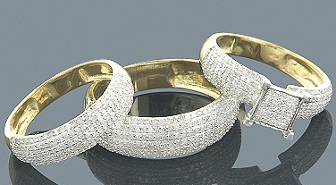 Balto aukso „Micro Pave“ deimantiniai vestuviniai žiedai