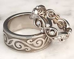 Unikalūs sidabro vestuviniai žiedai poroms