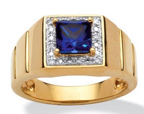 Vestuvinis žiedas „Sapphire Gold“ virš vyro sterlingų