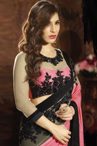 Saree için Çeyrek Kollu Şeffaf Bluz Tasarımı