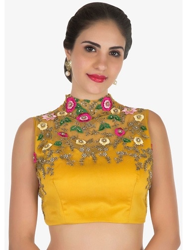 Saree için Yüksek Boyun Bluz
