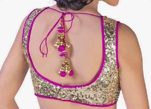 Saree için Şık Dize Sırt Boyun Bluz