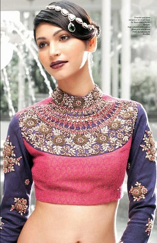 Yüksek Yaka Tasarım Saree Bluz