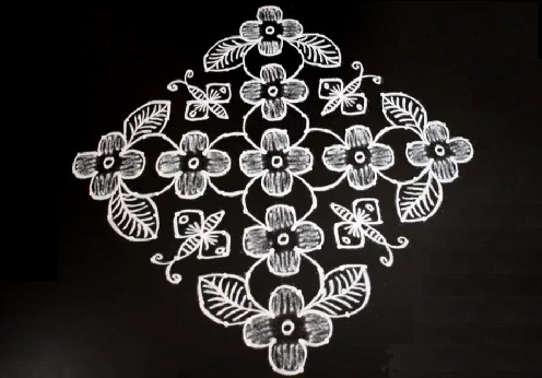 Gėlės & amp; Drugeliai Rangoli su 20 taškų