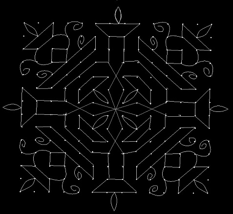Specialus festivalio 14 taškų Kolam Rangoli