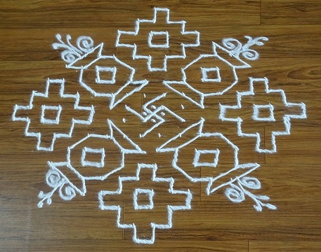 Puodas 12 taškų Rangoli