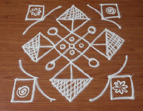 Paprastas „Kolam 7 Dots Rangoli“