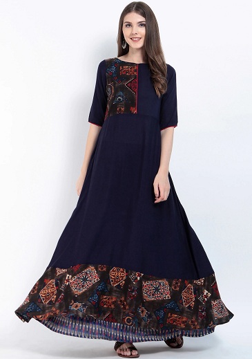 Kayık Yaka Anarkalı Kurti For Women