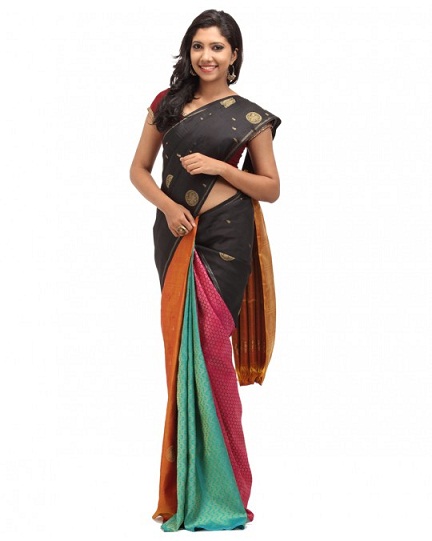Siyah Kancheepuram Parti Giyim Saree