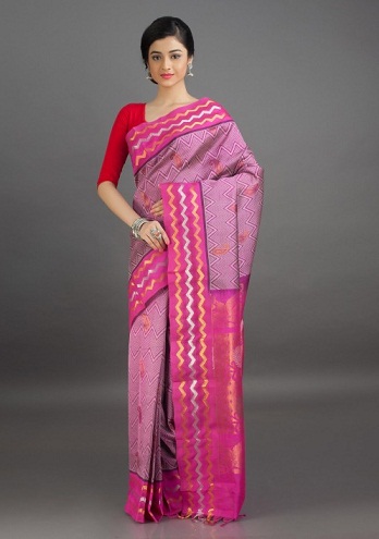 Banguotas rausvas rožinis „Mangalagiri Silk Saree“