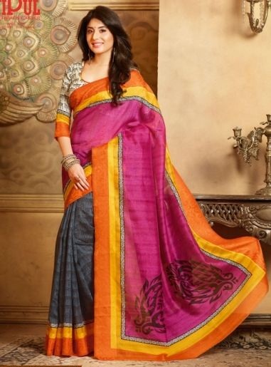 Rožinė spauda „Venkatagiri Silk Saree“