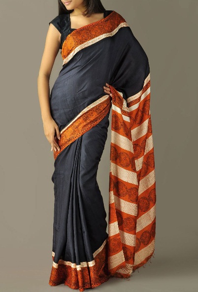 Rūdžių pilka Murshidabad Silk Saree