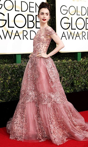 Lily Collins Zuhair Murad Elbisesiyle