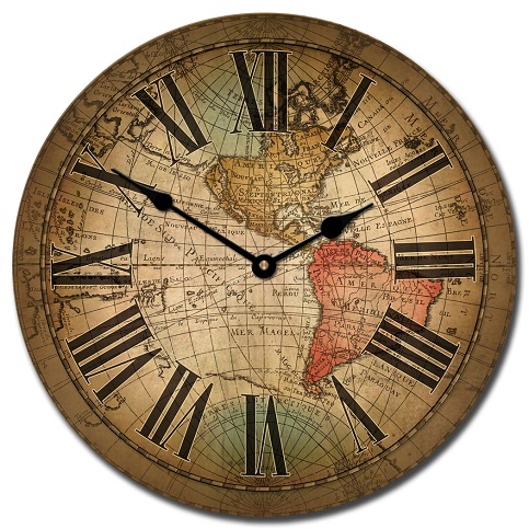 Pasaulio žemėlapio sieninio laikrodžio dizainas