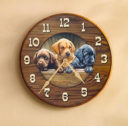 Šuniukų apvalus laikrodis