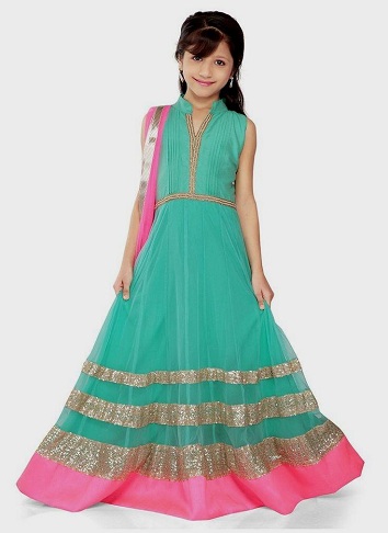 „Sea Green Long Frock“ mergaitėms
