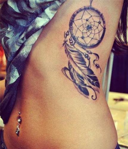 „Dream Catcher“ juosmens tatuiruotės dizainas mergaitėms