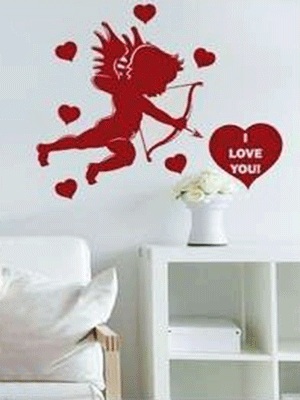 Meilės kupidono sienų dekoras Valentino dienai
