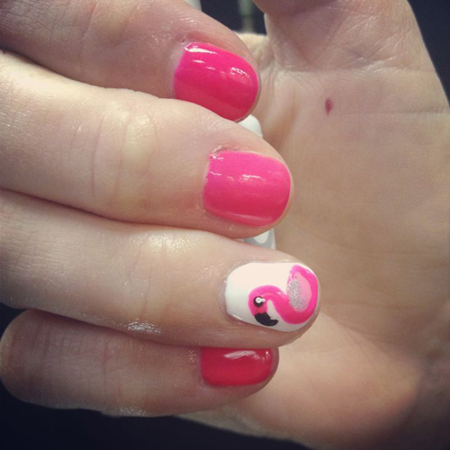 Flamingo Gelish Nail Art Tasarım