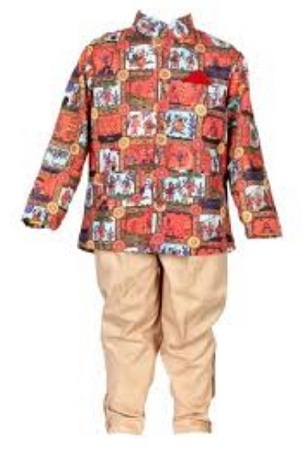 Erkekler için Pantolonlu Madhubani Print Bandhgala