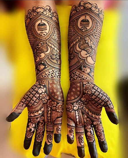 Tradicinis Indijos vestuvių visos rankos Mehndi dizainas