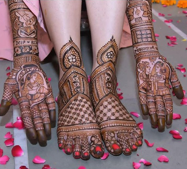 Dulhan Mehndi Eller ve Bacaklar İçin Tasarımlar