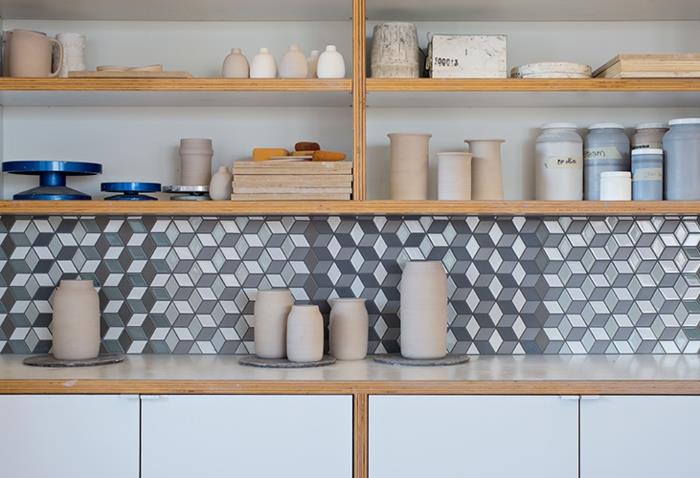 Εσωτερική επίπλωση δαπέδου εσωτερική διακόσμηση κεραμικών πλακιδίων πίσω τοίχου κουζίνας