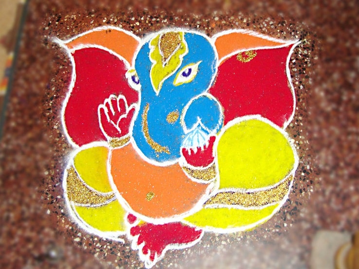 „Ganapati Rangoli“ dizainas