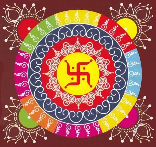 Swastik Sign Yeni Rangoli Tasarımı