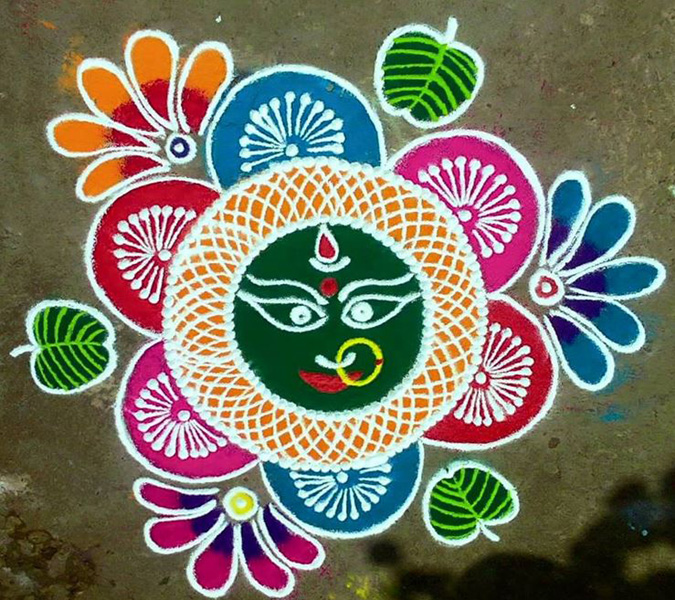 Paprastas „Devi Rangoli“ dizainas pradedantiesiems