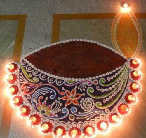 Basit Diya Rangoli Desenleri