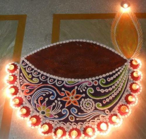 Paprasti Diya Rangoli modeliai